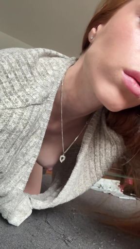 Brunette babe exposes her natural nipples and nipslip