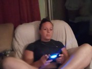 Slutty secretary gets off of work and lifts up mini dress to show off panties and smokes cigarettes
