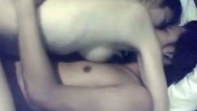 Adorable and young Thai girl with her boyfriend on webcam
