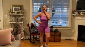 Nude GILF Model Dani D Mature Try on (tight Purple Bodysuit, Leopard Print Bodysuit)