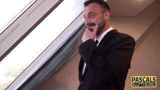 Fetish submissive blonde jerks dick