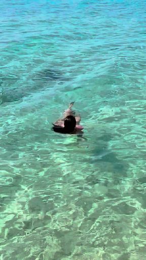 Monika Fox Swims in the Caribbean Sea and Poses Naked on the Reefs