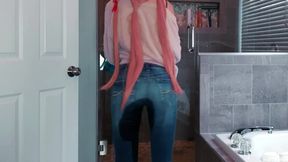 yuno gasai wetting blue jeans & panties sage eldritch