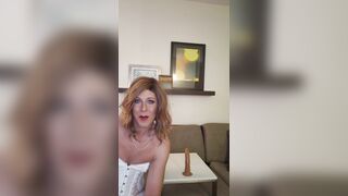 Sexy trans woman impales herself on her dildo