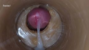 Precum squirting in my pussy toy Camera In Vagina 4k. Extreme close up!