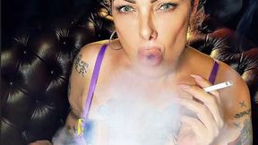 POV – Stepmom in a Nightgown Smoking for Her Stepson Before Bed – Dunhill White 100s