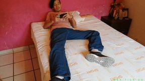 Young Latino Vesper Jerks Off While Enjoying The Smell Of His Own Sweaty Socks & Shoes