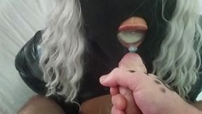 Big-titted MILF Enjoys Sucking Three Cocks That Fill Her Mouth with Lots of Hot Cum.