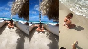 pee on the beach in a public place - tap my manyvids