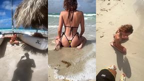 pee on the beach in a public place - tap my manyvids