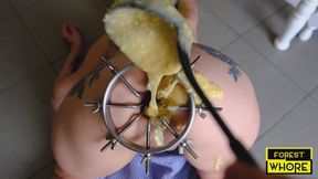 Forest nymph takes messy anal fisting and gapes wide