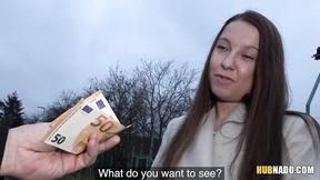 ”Amateur babe Mishelle Klein fucks a stranger for some cash”