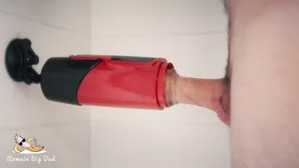 Twink tests rotating male masturbator and shoots a big cumshot