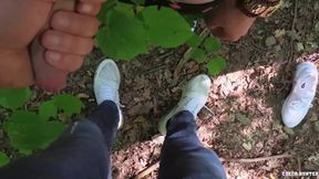 CZECH HUNTER 453 - Blonde Twink Sucks Strangers Big Dick POV In The Woods