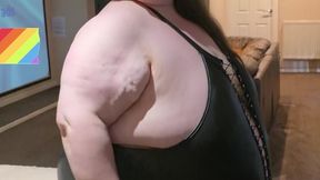 SSBBW GODDESS IN LEATHER SUIT WALKS AND TALKS