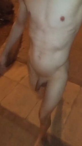 Nude in Public Playing with a Bottle of Piss