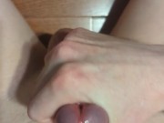 Stroking Cock Until Cum Oozes Out