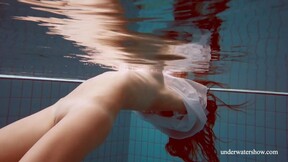 Big natural tits hot girl Lola underwater swimming