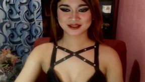 Hottie Tranny Faps her Dick on Cam