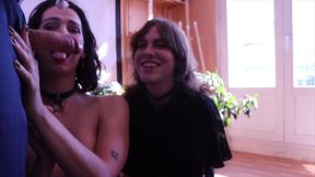 t-girl tea party with nightsisterlil1 ~ threesome, anal, ass eating, creampie and facial