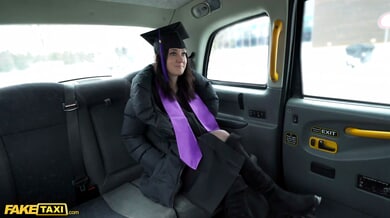 Graduate Melany Mendes seduces her fake taxi driver in a snowy car