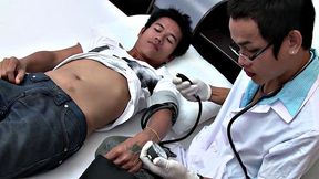 Asian patient gets bred by doctor after dicking him with sex toys and glasses on