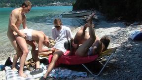 Wild family beach orgy with stepsiblings in public - rough ass fucking and ass fucking in public!