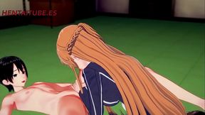 Art Online Hentai 3D - Asuna x Kirito - Handjoob, Blowjob, Fucks with cum inside - Anime Manga Japanese Porn