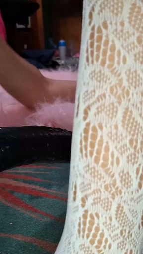 Big ass trans Crystal Phoenix fucked by BBC fuck machine   Clip 1