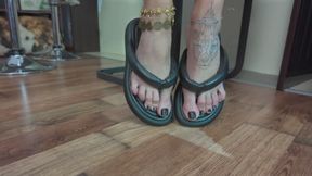 Ruslana - Man In Box Licks Black Flip Flops And Heels - Full