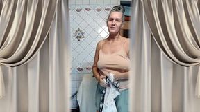 Hot Housewife Lukerya Dances in the Kitchen in the Morning.