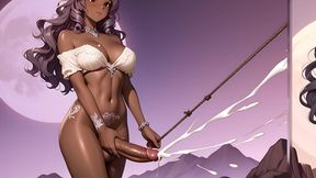 Futanari Queen Unleashes Thick Ropes Across His Muscular Chest - Cliffside Cum Explosion
