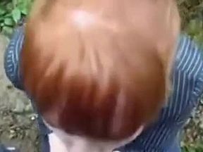 British redhead Lauren sucking bf in the woods
