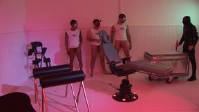 A group of masked hunks give busty brunette the fuck of her life