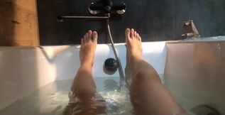 Asian Feet and Pussy in a Bathroom