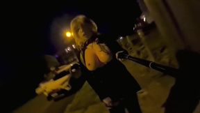 Bimbo Sissy Slut Flashing By Busy Road (gets Seen)