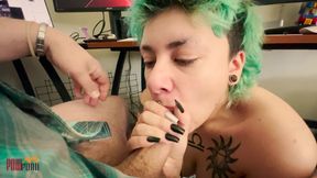 Sucking Cock Swallowing Massive Load While Daddy Works