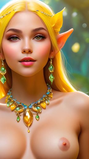 Beautiful Big Breasted Nude Elf Girl with Citron