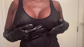Fingering&#x1F449; flawless dark areolae in ebony attire