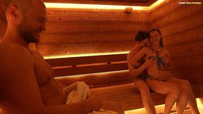 horny stepson and some random man seduce in the sauna and fuck his stepmother s best friend hard in the anal!