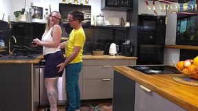 sexy mom doing dishes gets her ass fucked hard – deepthroat, massive squirt & thick anal creampie