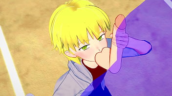 Yaoi - A blond boy licks his boyfriend&#039_s balls while he jerks him off - Manga Anime Asian Japanese Game Porn Gay