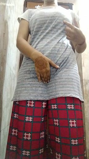 Indian Desi collage girl open college dress in bathroom