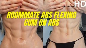 Roommate ABS FLEXING Cum On Abs HD