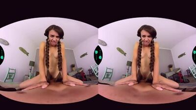 VR sexual entertainment by a cute teen girl with pigtails