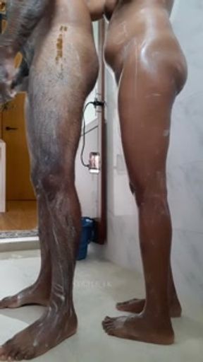 Couple having sex at shower bathroom peep fucking show අම්මෝ ඒ සද්දේ මරු