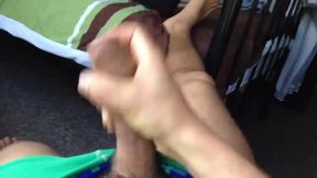 Big-Cock Hunk Strokes in Front of His Friend