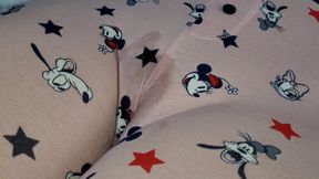 Step sis plays with her wet cameltoe pussy while I spit on it