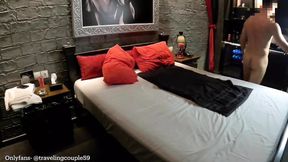 Slut wife has sex with stranger in a BDSM room while hubby is recording them, wife cheating, cuckold wife, cuckold couple
