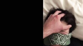 Blindfolded college skank blows cock after party